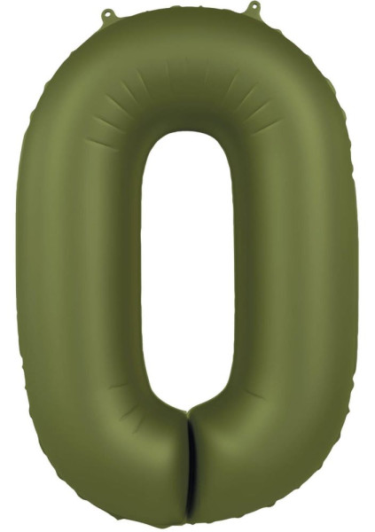 Folieballon nummer 0 olijfgroen 86cm