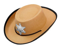 Vista previa: Sombrero cowboy de sheriff para niño en beis