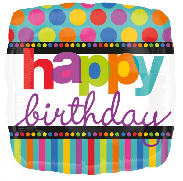 Square Happy Birthday foil balloon