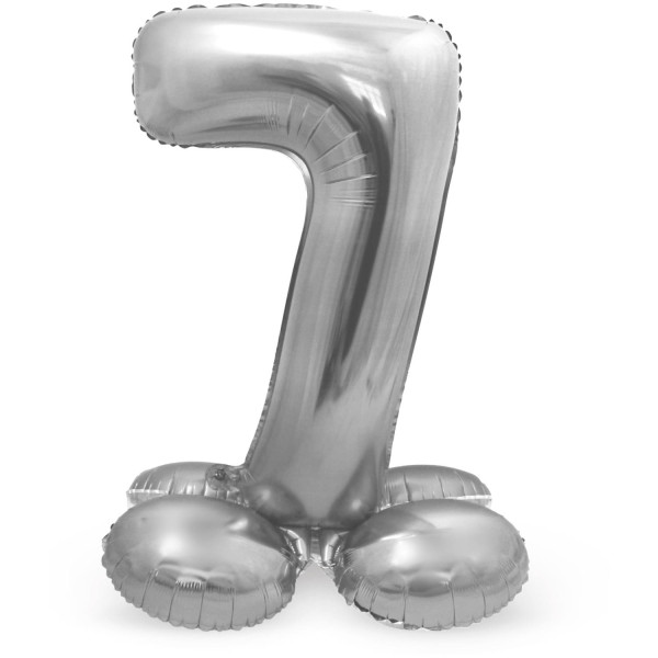 Nummer 7 ballon zilver 72cm