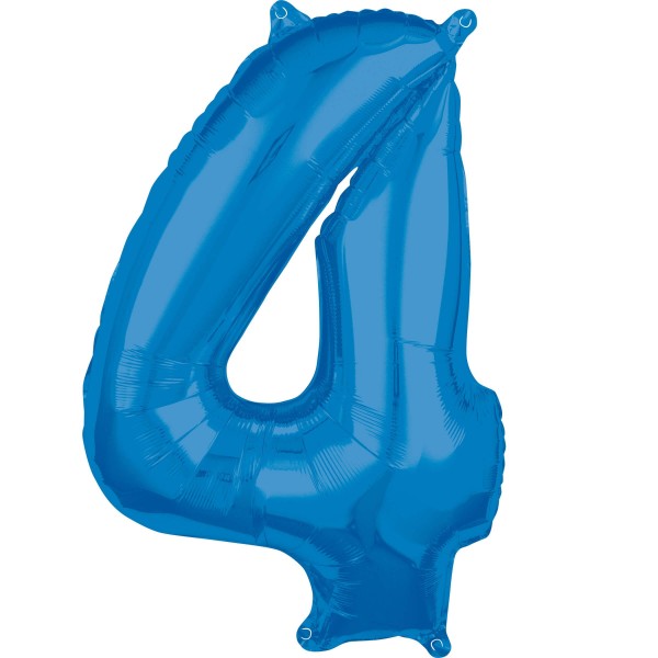 Blauer Zahl 4 Folienballon 66cm