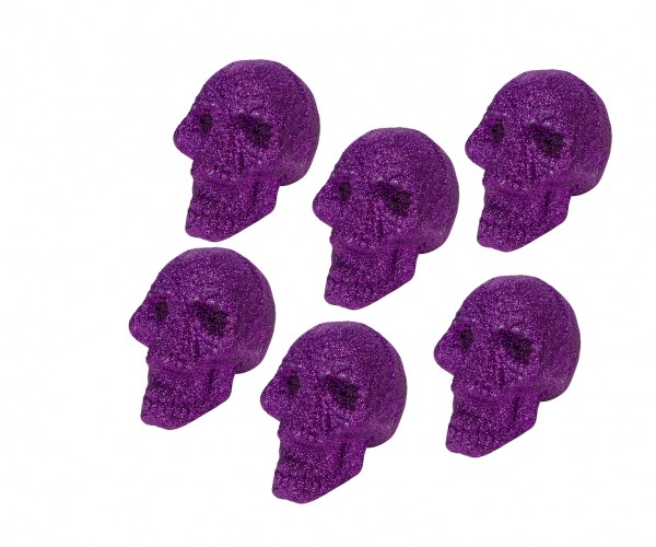 Set de 6 décoration de table Halloween crânes scintillants 5,5 x 4 x 3,2 cm