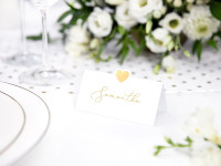 10 heart place cards gold
