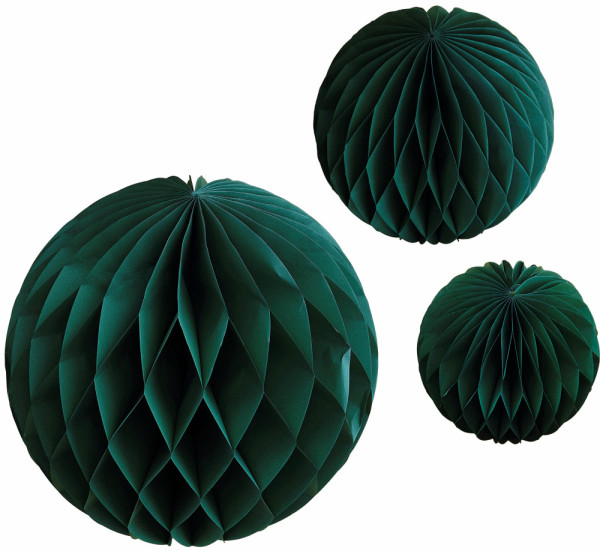 3 donkergroene eco-honingraatballen