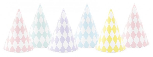 6 candy party hats 16cm