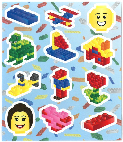 12 colorful building block stickers