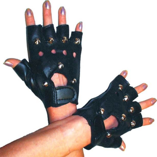 Black rivet gloves for women