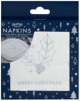 Aperçu: 16 serviettes argentées Joyeux Noël