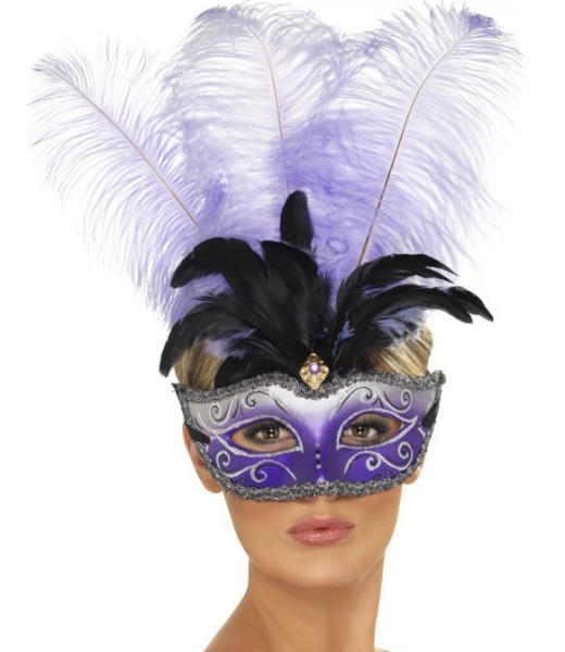 Purple eye mask with feathers