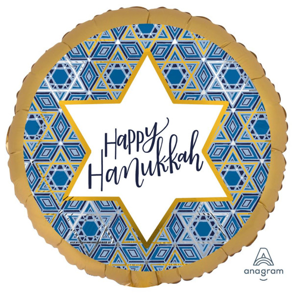 Globo metalizado dorado Happy Hanukkah