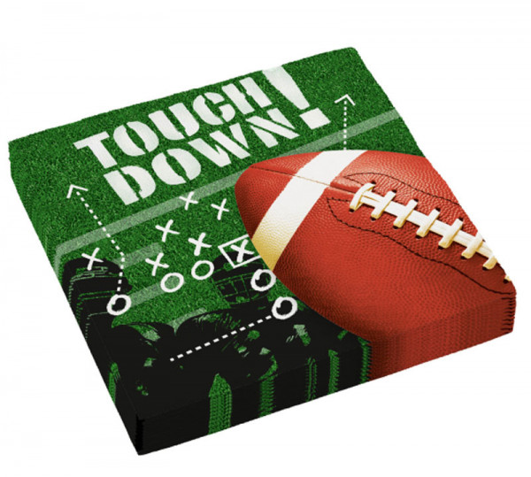 16 serviettes football touchdown 33x33cm