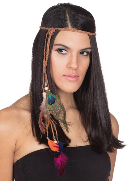Geflochtenes Indianer Kopfband Mit Federn