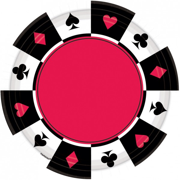 8 Casino Poker Runder Pappteller 25,4cm
