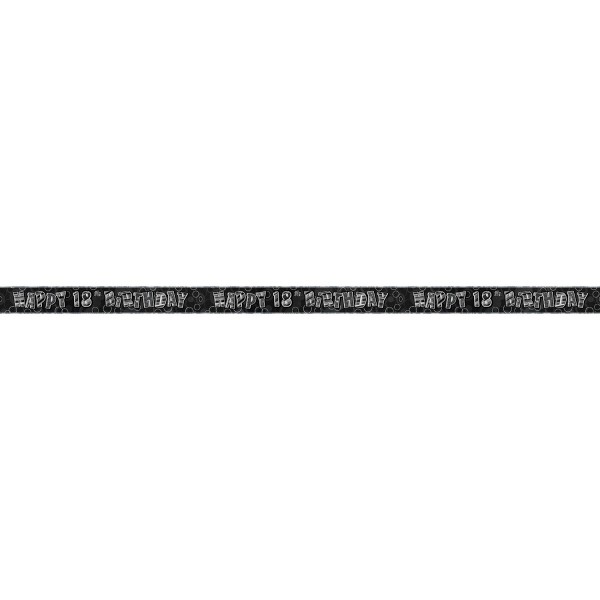 Bannière de fête 18ème anniversaire noir et blanc 360cm 2
