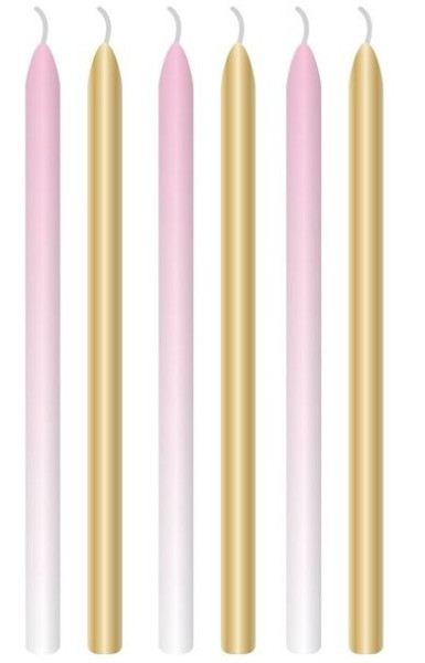 6 świeczek Royal First Birthday w kolorze różowym 12cm