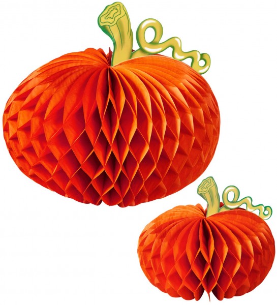 Honeycomb ball pumpkin decoration set of 2