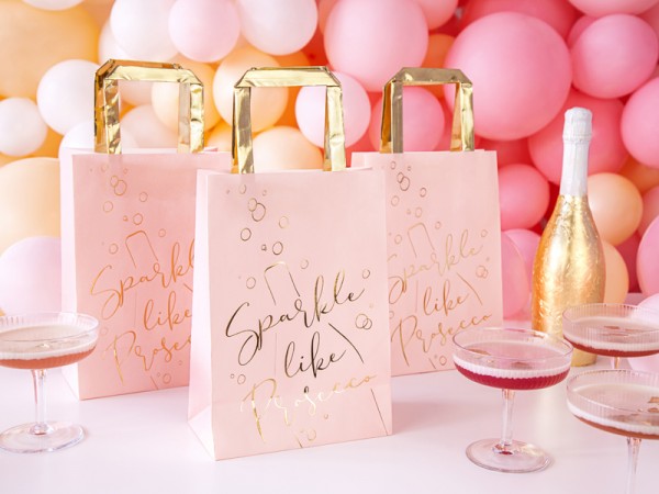 6 Prosecco Party Gift Bags Pink