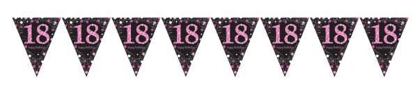 Pink 18. fødselsdag vimpelkæde 4m