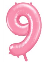 Widok: Balon foliowy numer 9 różowy 86 cm