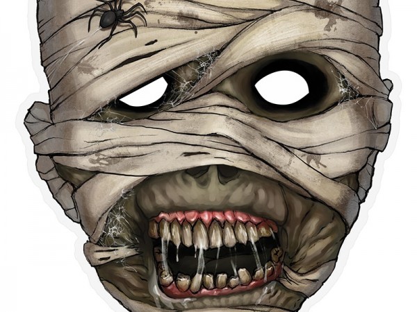 Maschera di cartone mummia spaventosa con nastro 2