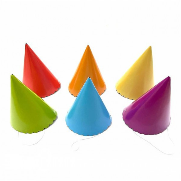 6 coloridos sombreros de fiesta