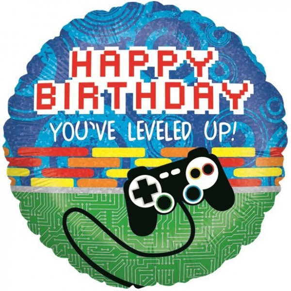 Level Up Happy Birthday Videogames Folienballon 46cm