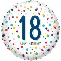 18-års fødselsdag konfetti folie ballon 45cm