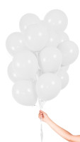Preview: 30 White Balloons with ribbon 23cm