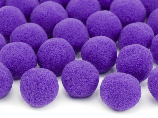 20 plush pompoms violet 2cm