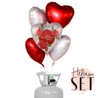 Vorschau: Hochzeitswünsche Ballonbouquet-Set mit Heliumbehälter