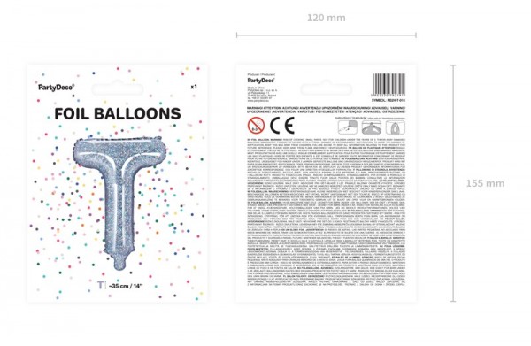 Holografische T-folieballon 35 cm 2