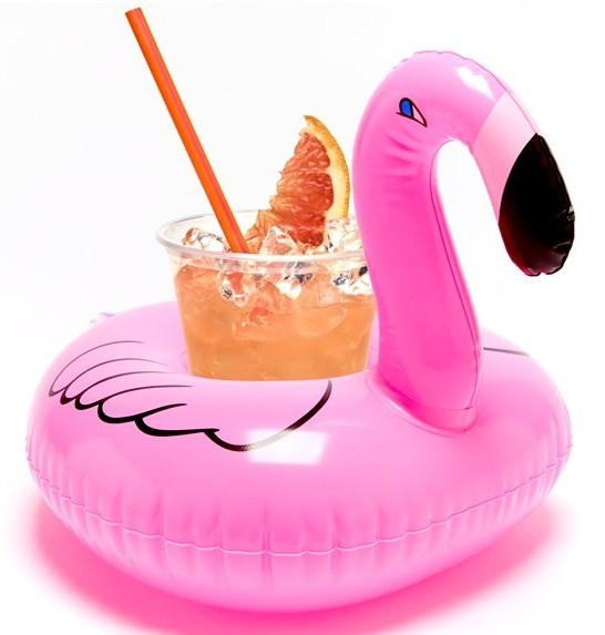 Aufblasbarer Flamingo Getränkehalter 22cm