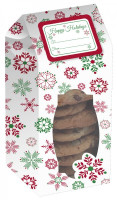 6 weihnachtliche Gebäck Schachteln mit Sichtfenster rote und grüne Schneeflocken 20x9x9cm