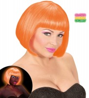 Preview: UV neon orange wig for women