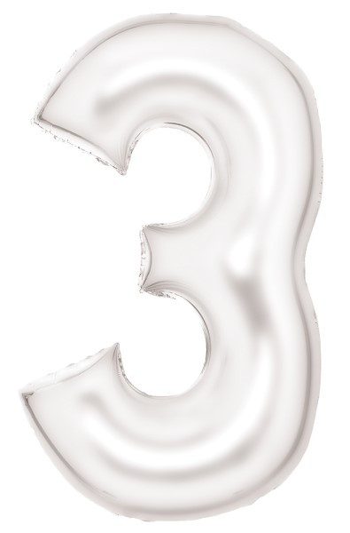 Palloncino foil numero 3 madreperla bianco 87 cm