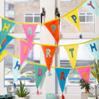 Preview: Happy Birthday fabric pennant chain 3m