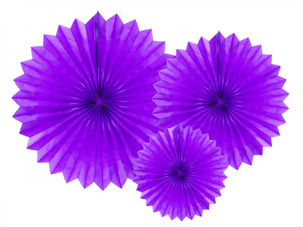 3 paper rosettes party star dark purple