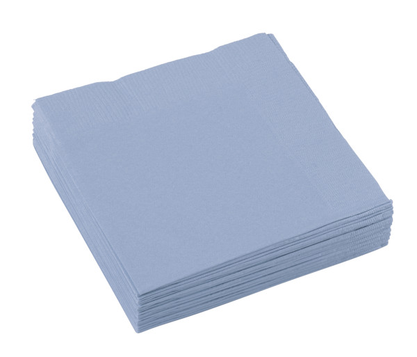 20 serviettes 25 x 25 bleu pastel