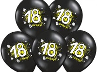 Vista previa: 50 globos negros y amarillos 18 & Crazy