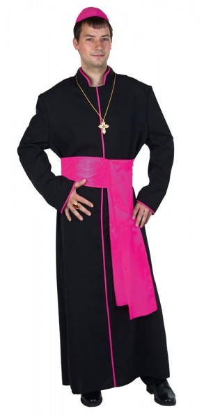 Priester Matteo Herrenkostüm Schwarz-Pink