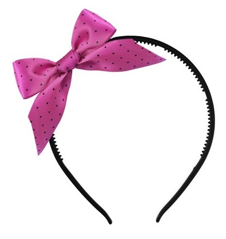 Haarband met roze gestippelde strik