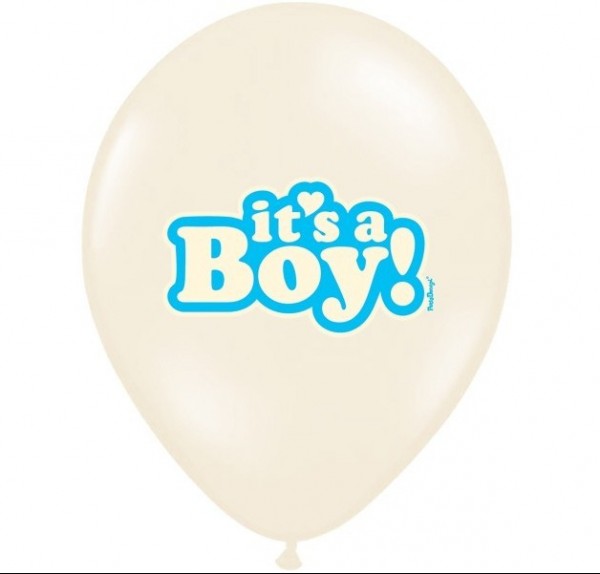 50 ballonger Its a Boy vanilj babyblå 30cm 2