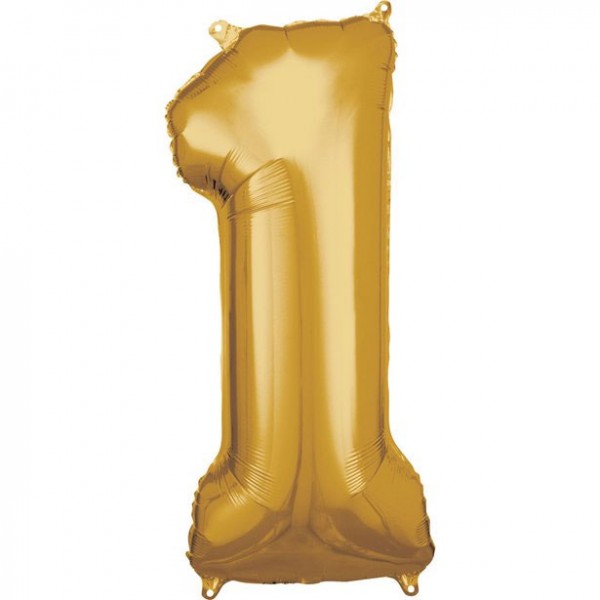 Goldener Zahl 1 Folienballon 86cm