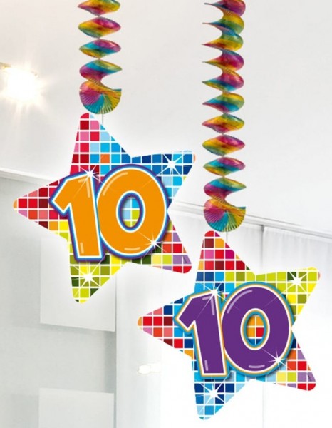 2 spiral hangers with stars 10th birthday