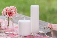 Preview: Pillar Candle Fluted White 7 x 7.5cm