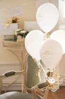 8 Joyeux Anniversaire ballonnen wit-goud 23cm
