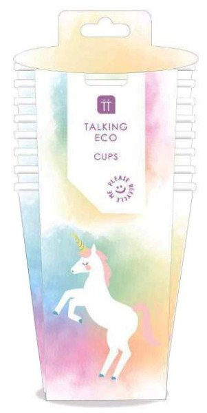 8 smukke Unicorn papirkopper 250ml 2