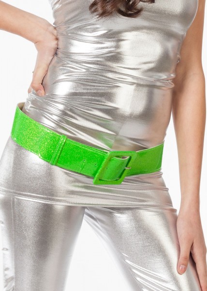 Cinturón fiesta glitter verde neón