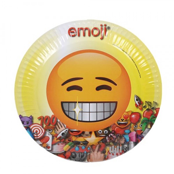 6 papierowych talerzyków Funny Emoji World 23 cm 3