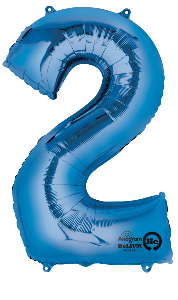 Nummerballon 2 blå 88cm